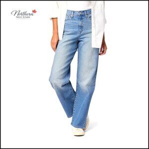 High Rise Loose Straight Jeans with Stretch Fabric